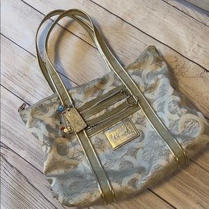 Coach poppy silver tote